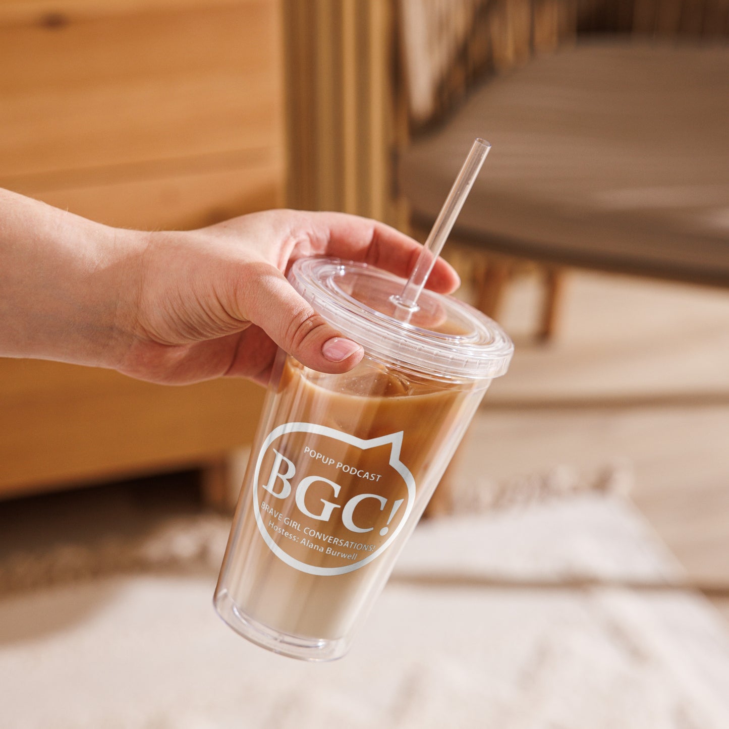 Clear plastic tumbler